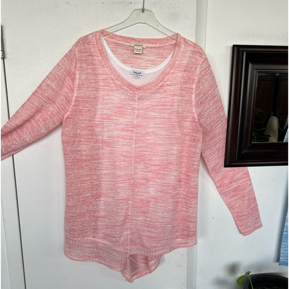 Sundance | Coral & White Marbled Sweater/Tunic w/shark bite hem NEW in Large